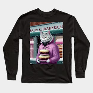 British Shorthair Holding A Cake Long Sleeve T-Shirt